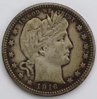 XF/AU 1916 D Barber Quarter