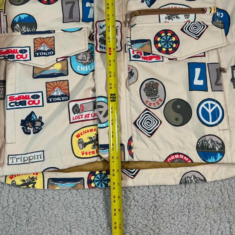 Burton 滑雪板夹克印花补丁连帽冬季外套 L 大号 — 第 4/4 张图片