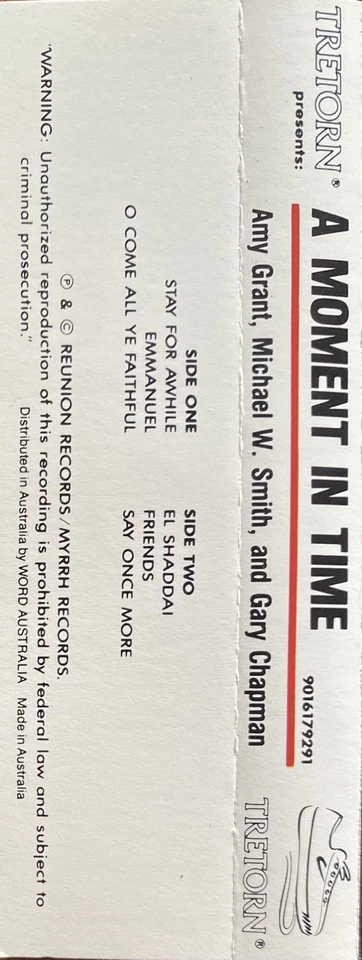 Amy Grant, Michael W Smith and Gary Chapman A Moment In Time Australian Cassette - Image 4 of 4