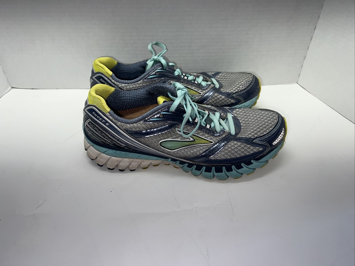 Brooks Ghost 6 Running Athletic Sneakers Gray Aqua Yellow  display picture 3