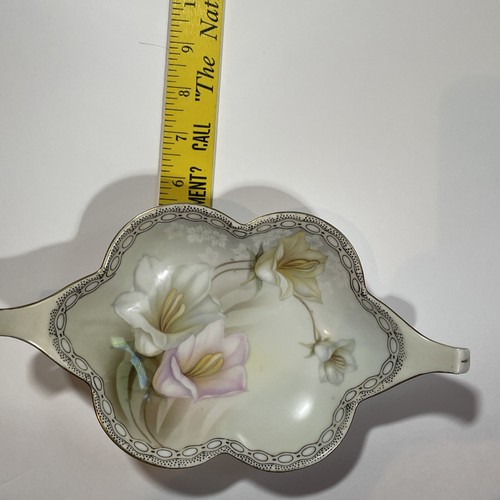Vintage RS Germany Porcelain China Lilies Floral Relish Tray Dish Double Handles - Picture 13 of 13