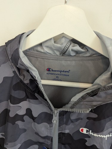 Champion Windbreaker Jacket Mens Size Xl Grey Camouflage Polyester Nwt - Picture 6 of 9