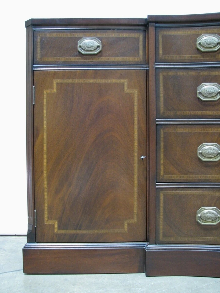 Bellamente Restaurado Federal 1950 Incrustación de Alta Gama Irwin Muebles Caoba Buffet Foto 4 de 4