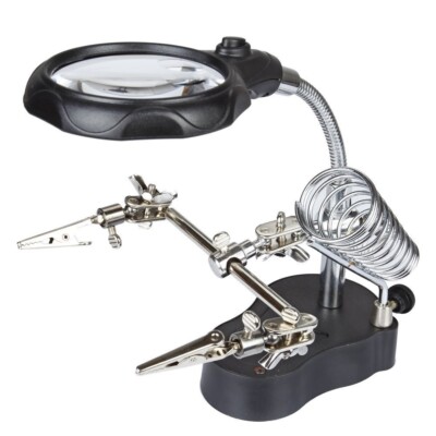 Helping Hand Magnifier Soldering Stand with 2 LED lights for PCB Soldering Work