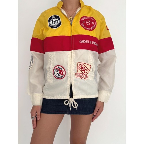 70s vintage multicolor striped boy scout patches retro nylon windbreaker jacket - Picture 9 of 10