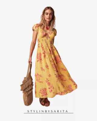 NWT Free People Forget Me Not Midi Dress Floral Smocked Cottagecore LARGE $128 | eBay NWT Free People Forget Me Not Midi Dress Floral Smocked Cottagecore LARGE $128 | eBay