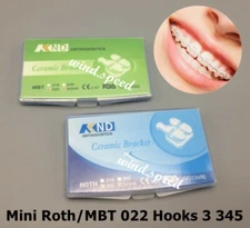 Dental Orthodontic Ceramic Brackets Brace Mini Roth MBT 022 3 345 Hook 20pcs/kit