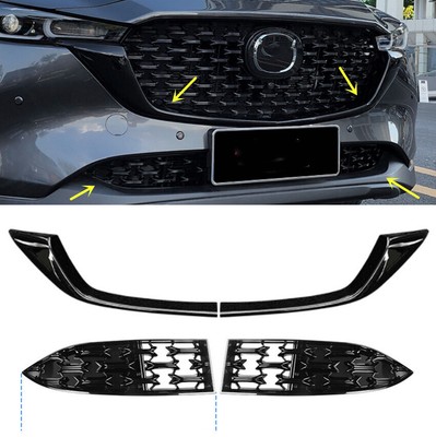 4PCS Black Front Bumper Grill Grille Panel Cover Strip for Mazda CX-5 22-2024