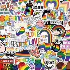 52Pcs LGBTQ Rainbow Stickers Gay Pride Decals for Laptops Water Bottles