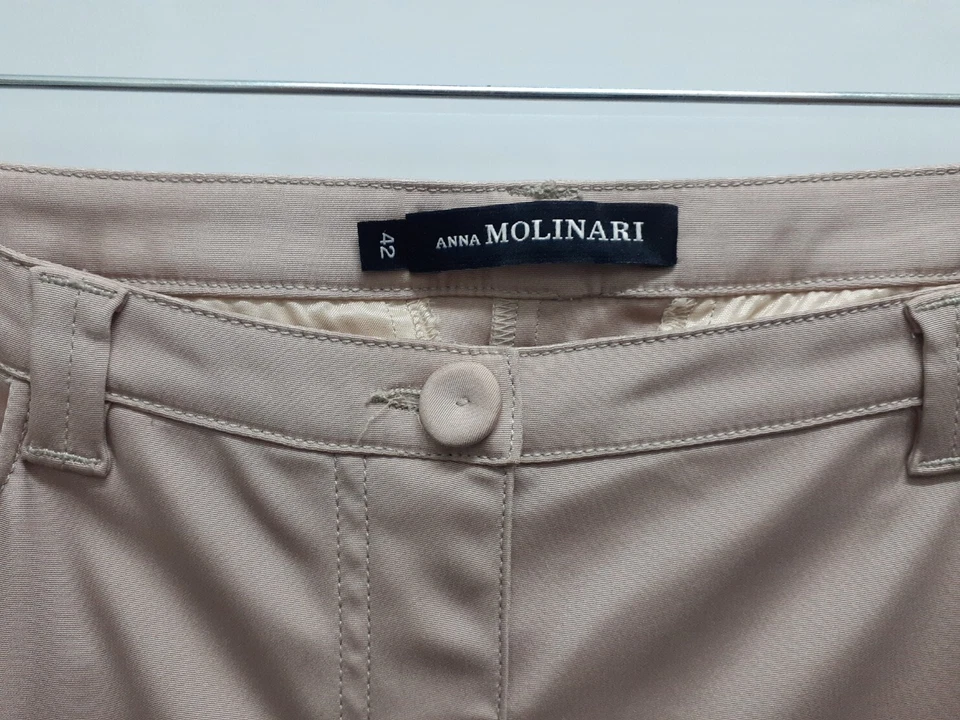 Pantalones Anna Molinari Malva Pálido Cremallera Tobillo Pierna Cónica Hechos en Italia Talla 42 Foto 2 de 4