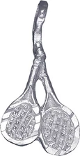 Sterling Silver Tennis Rackets Charm Pendant Necklace with Diamond Cut Finish