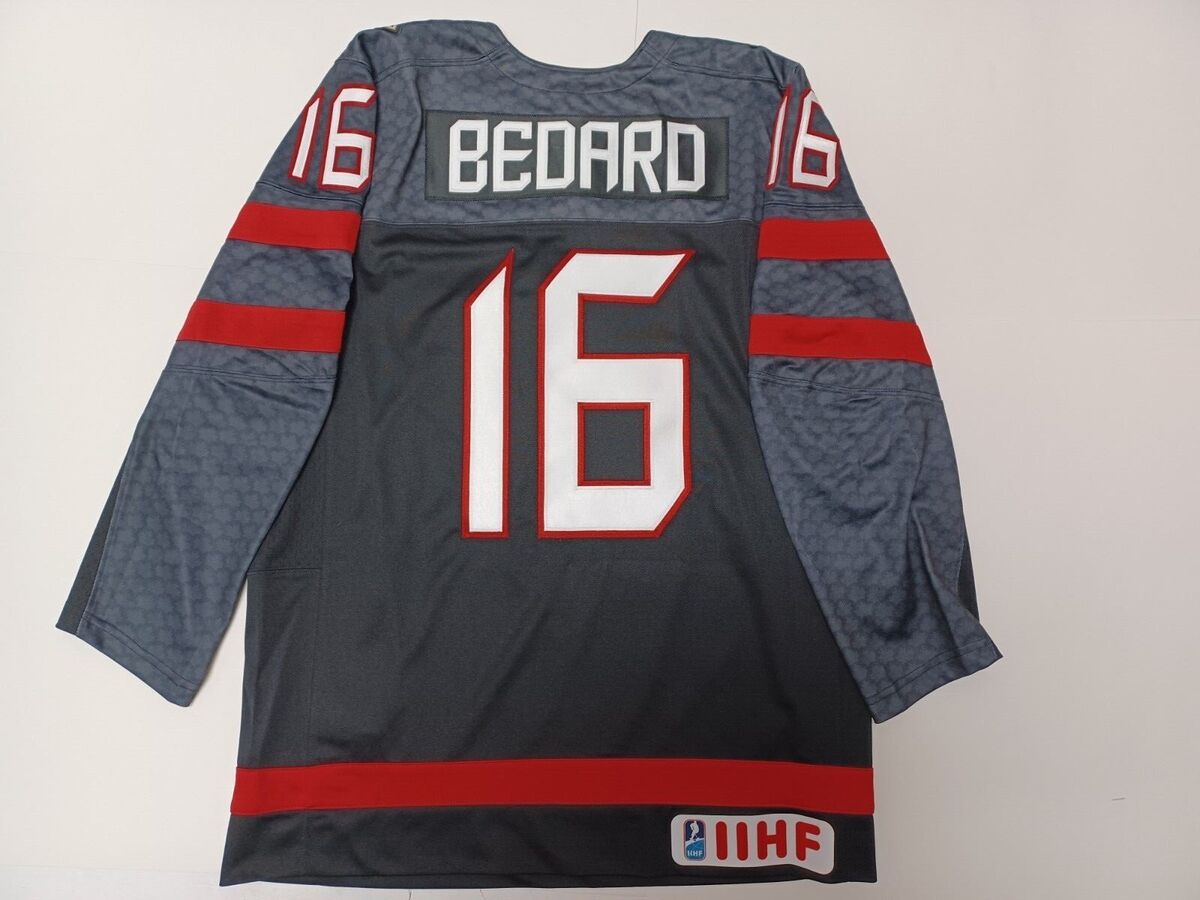 CONNOR BEDARD TEAM CANADA BLACK NIKE HOCKEY JERSEY