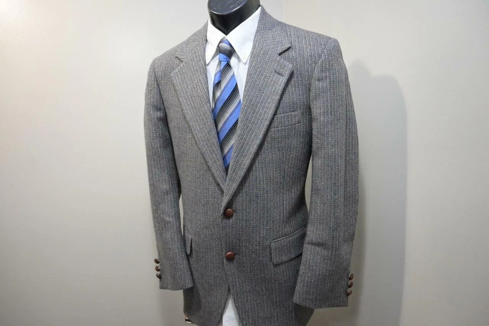 Blazer Chaqueta Deportiva Bill Blass Vintage Tweed Tejido Lana Para Hombre Talla 40 R Foto 3 de 4