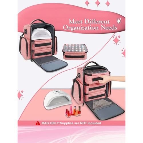 LOOK-72-Bottle Nail Polish Organizer & Storage Case With 3 Removable Pouches An - Picture 7 of 11