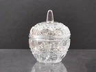 Vintage Federal Glass Windsor Clear Discontinued Covered Trinket Jam 3 1/4" GY32