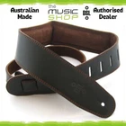 Aust Made DSL 2.5" GES Padded Suede Leather Guitar Strap, Black/Brown GES25-15-2