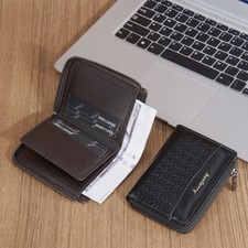 Men's Wallet Leather Business ID Card Purse Holder Zipper Handbag RFID Blocking