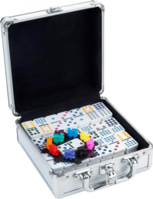 Domino Spiel Mexican Train Doppel 12 im Alu-Koffer Train Longfield Engelhart