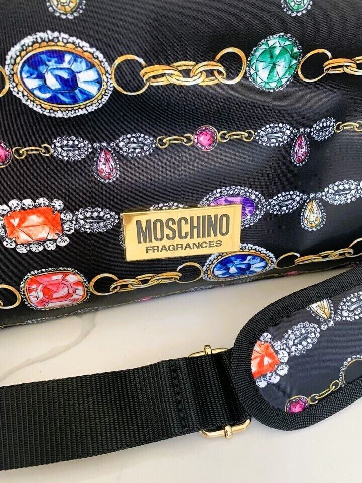 Moschino Bejeweled Crystals Weekender Overnight Duffle Carry Moschino Bejeweled Crystals Weekender Overnight Duffle Carry