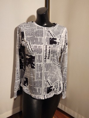 SHEIN Figure and Newspaper Print Top | Pink Shop