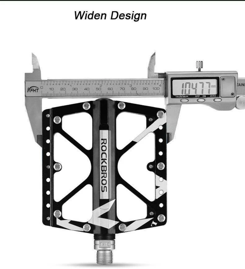 Pedales de bicicleta RockBros pedales de forma plana para MTB DH BMX 3 rodamientos negros Foto 3 de 4