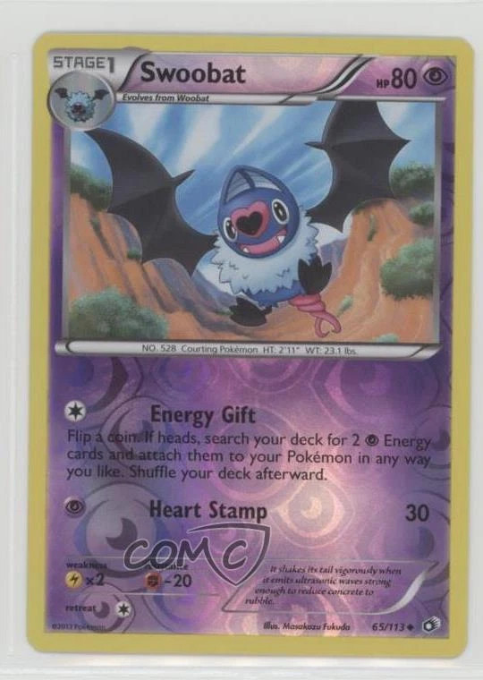 2013 Pokemon Black & White - Legendary Treasures Reverse Foil Swoobat #65 fm0