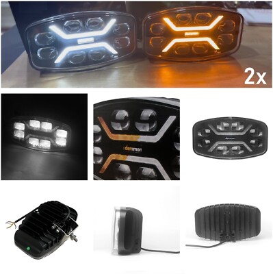 2x 10 Zoll Demmon LED Arbeitsscheinwerfer 12/24V 48W E9 Klarglas Weiß Orange Neu
