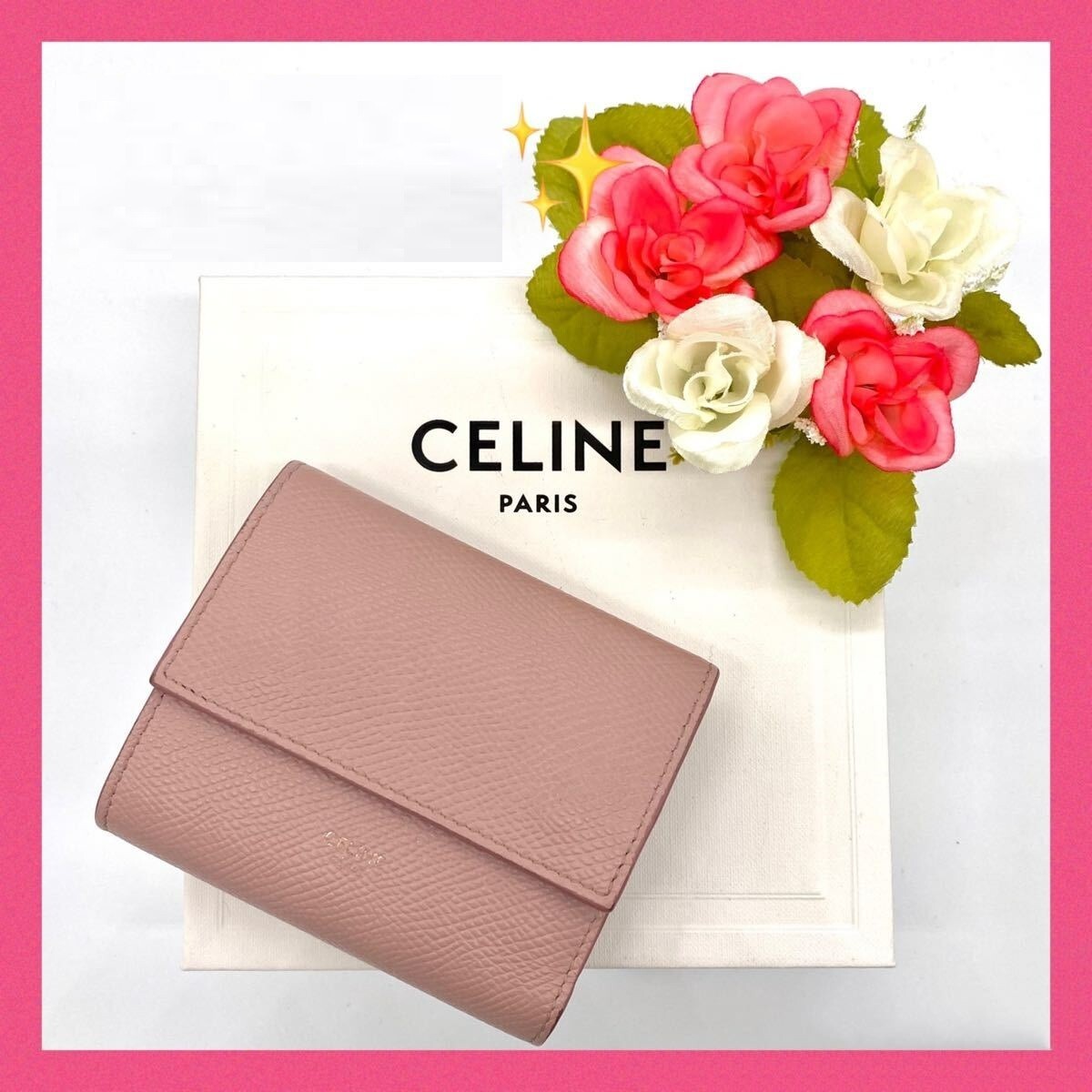Celine Small Trifold Wallet Pink Multi-Function Coin Purse Celine Small Trifold Wallet Pink Multi-Function Coin Purse