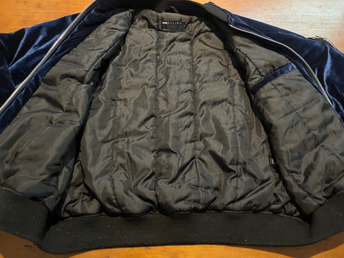 ASOS Design Men's Blue Velvet Bomber Jacket Size M - Picture 4 of 17