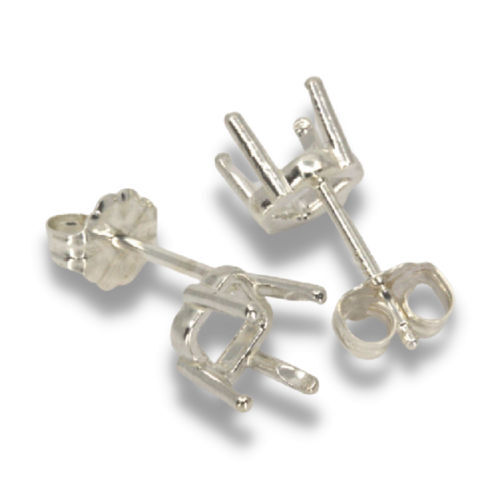 Square Side-Set Low Profile Pre-notched Earring Mountings - Picture 1 of 1