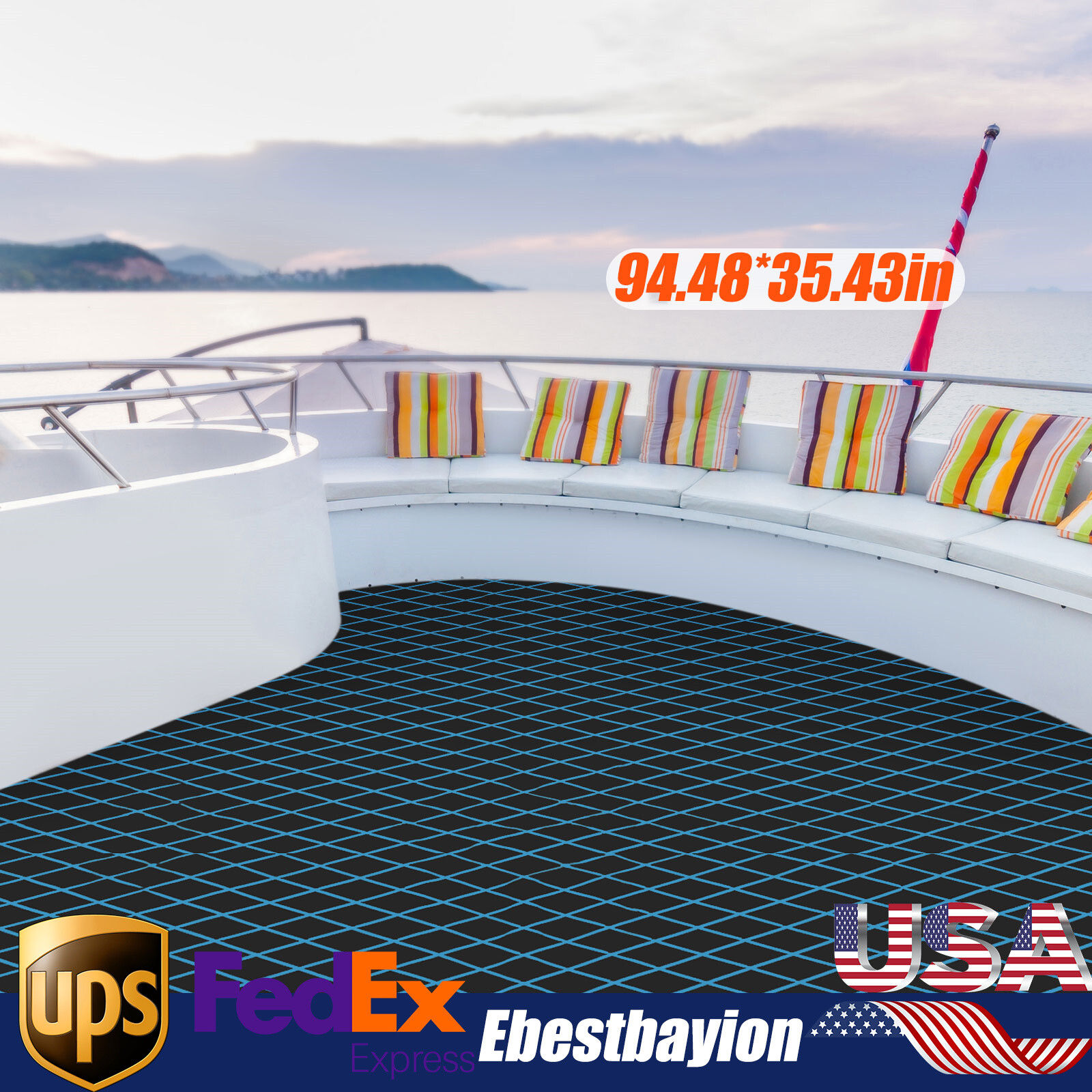 EVA Non-Slip Boat Flooring Mat for Yachts 240x90 cm Durable Waterproof