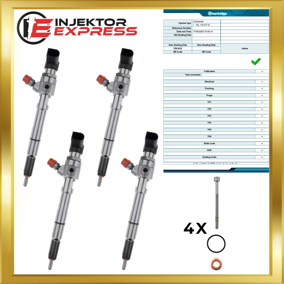 4x 03L130277B Injektor Einspritzdüse Audi Seat Skoda VW 1.6 TDI A2C9626040080