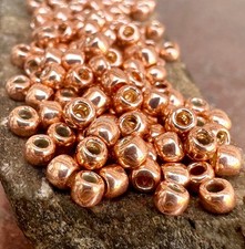 8/0 TOHO Rose Gold Glass Seed Beads 10-Grams Galvanized Metallic Copper