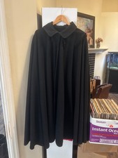 Men s black wool vintage cape with red lining