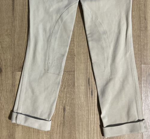 Pantalones cortos Devon Aire Concour Kids’ Show Jods niñas 10R parche en la rodilla tostado - Imagen 3 de 5