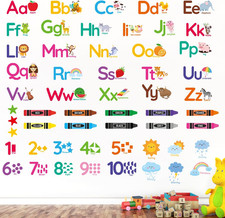 Learning Wall Decals for Kids - Peel and Stick Alphabet, Numbers, Colors  Anima