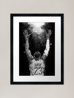 LEBRON CHALK TOSS BLACK AND WHITE F Gerahmtes Wandbild Poster Leinwanddruck Bild