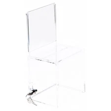 Plymor Clear Acrylic Locking Ballot Box With Sign Holder 6.25" W x 4.5" D x 6" H
