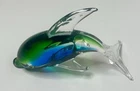 VTG Murano Style Dolphin Sculpture Made of Glass Blue & Green 6.5”