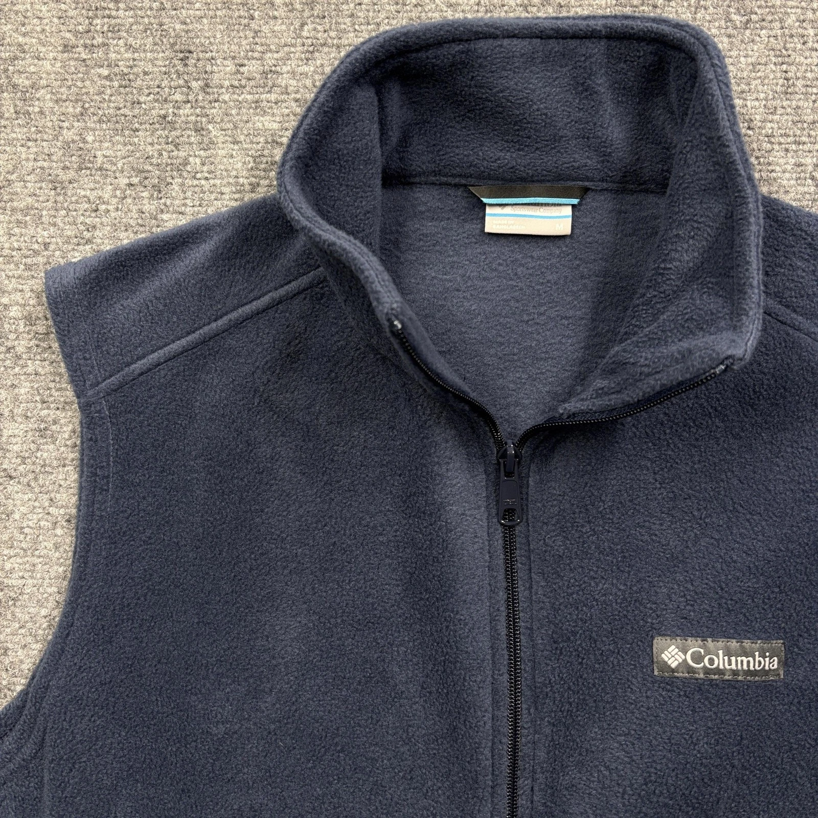 Columbia Vest Mens Medium Blue Fleece Full Zip Sleeveless Hiking Casual AM1535