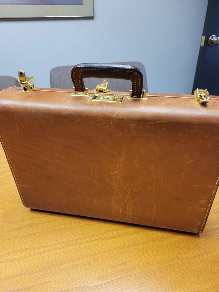 Maletín de cuero marrón vintage Atlas of Philadelphia Foto 2 de 3