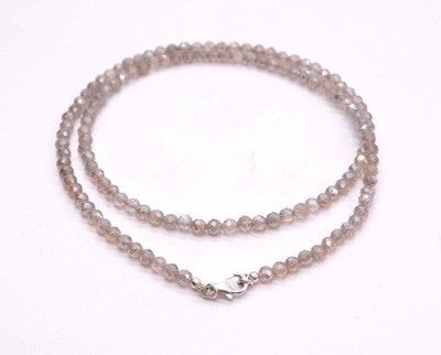 Blue Labradorite Faceted Round Gemstone Beads November Birthstone Necklace 24''