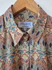 James Meade Liberty of London Tana Lawn Ianthe Print Stoff Baumwolle Shirt 16 Neu!