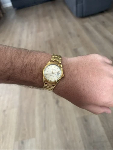 Vintage Rolex 1550 Oyster Date 1983 keeps time 34mm gold electroplated gold rare