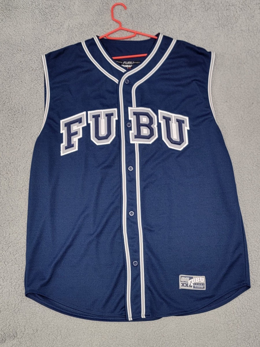 Vintage Fubu Jersey Mens 2XL XXL Blue Baseball Sports