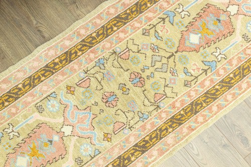 Neu Handgeknüpfter Türkischer Oushak Läufer Teppich - Koralle Oliv Beige - 2 Fuß 8 Zoll x 7 Fuß 3 Zoll Fuß - Bild 6 von 13