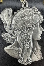 1977 Alphonse Mucha Bergamot Brass Works Gypsy Boho Pendant Key Chain