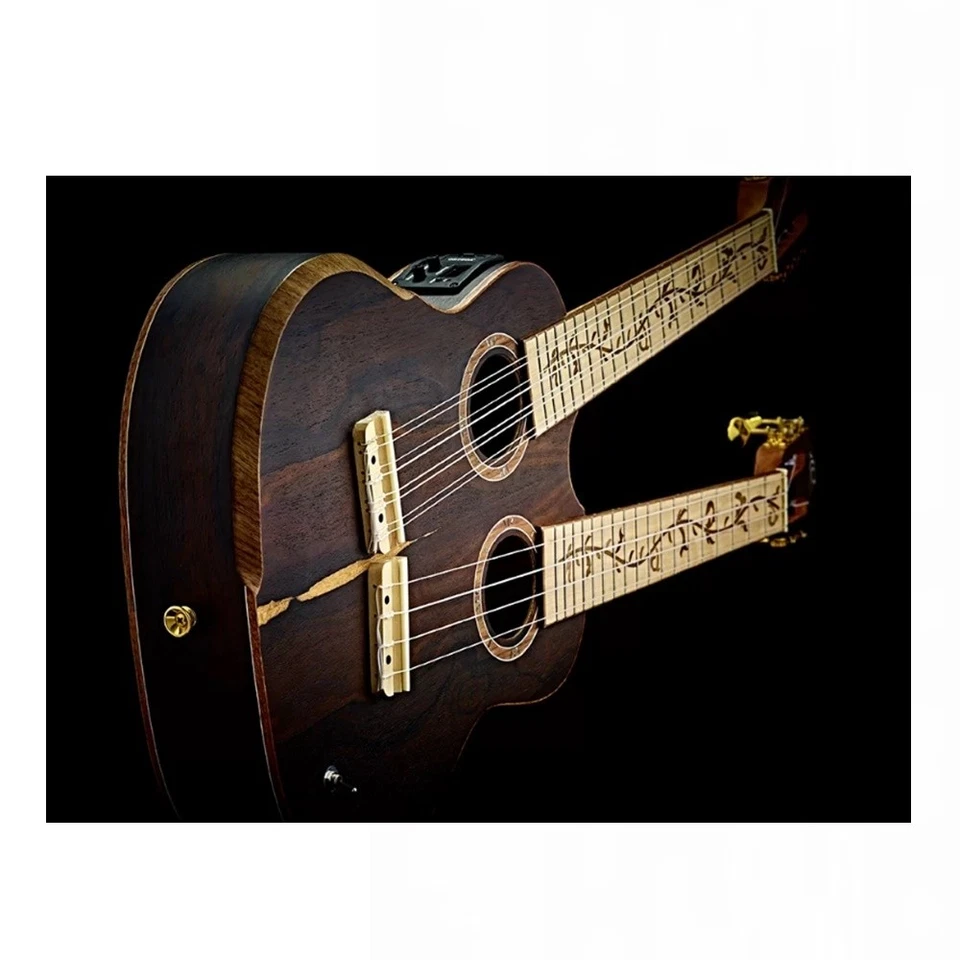 ORTEGA HYDRA Double Neck Tenor Ukulele, 4/8 Acoustic/Electric with Case - Image 3 of 4