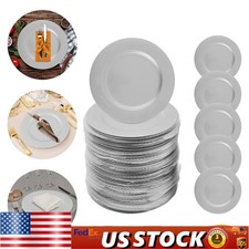 100PCS 13in Silver Round Charger Plates Wedding Party Reception Dinner Supplies