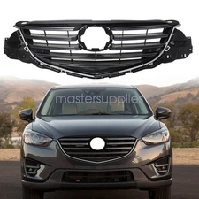 Grill Assembly For 15-2016 Mazda CX-5 Chrome Shell with Painted Dark Gray Insert